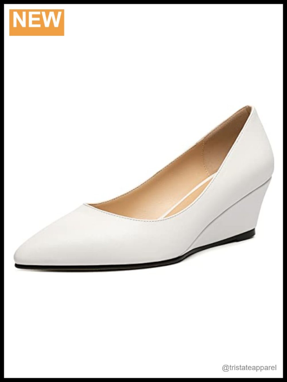 Women's Pointed Toe Slip On Wedge Pumps Low Heel 2 Inch Dress Shoes
